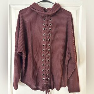 Long sleeve lace up back shirt